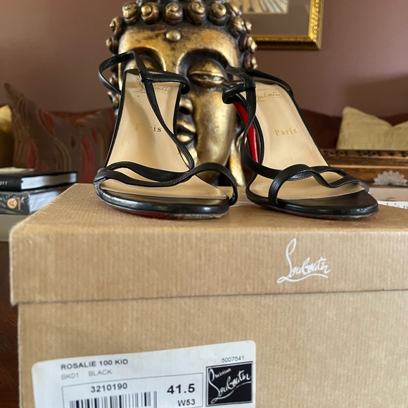 Christian Louboutin Rosalie Black Leather Strappy Slingback Heels with pvc 41.5 - Picture 5 of 5